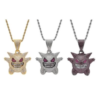 China Hip Hop Jewelry Gengar Necklace New Arrival Pokemon Hip Hop Pendant Necklace For Men's Gift for sale