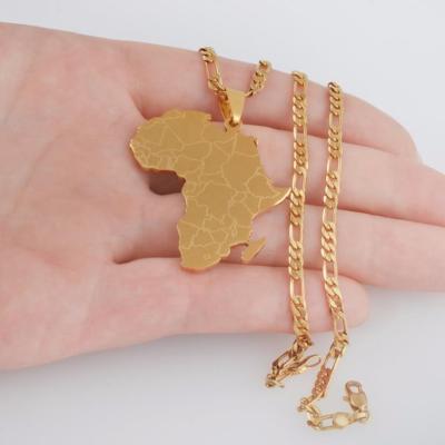 China Hip Hop Style Africa Map Necklaces Gold Color Pendant Jewelry For Women Men for sale