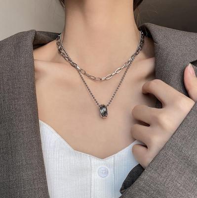 China Light luxury necklace FASHIONABLE stainless steel multi-layer necklace hip hop female personality design sense for sale