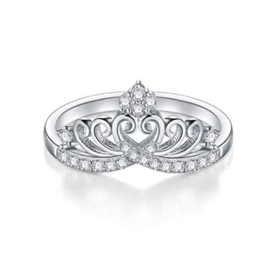 China TRENDY 925 Sterling Silver Cubic Zirconia Princess Crown Wedding Ring Birthday Anniversary Gift 5-10 for sale