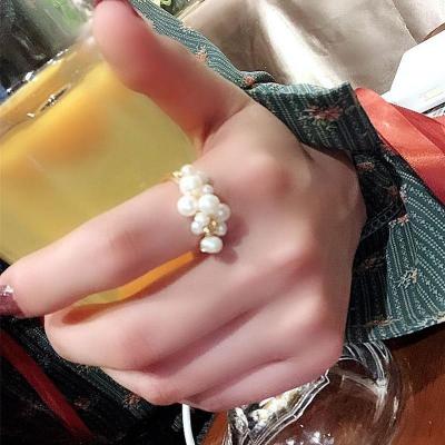 China FASHIONALLY Designed Baroque Natural Freshwater Pearl Ring, Multi-pearls, Permuting, All-match Temperament Ring for sale