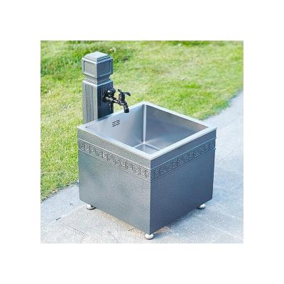 China Custom Wholesale High Quality Traditional Gray Al Alloy Outdoor &Sus Wash Basins Vertical Wash Basin for sale