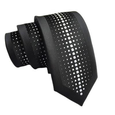 China Designer Brand 100% Silk Luxury White And Black Ties Mens Business Fashion Pattern Dot Cocos Handmade Styles for sale