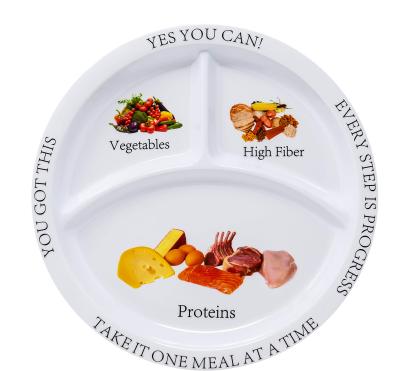 China Portioned Plastic Plates 3 Section BPA Free Diet Control Melamine Plastic Party Dishes for sale