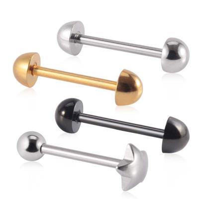 China FASHIONABLE Stainless Steel Tongue Stud 14 Gauge Piercing Straight Barbell Unisex for sale