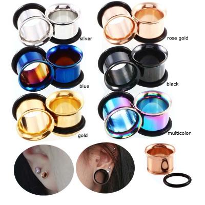 China Stainless Steel Punk Ear Tunnels Earring Extender Single Size Flared With O-ring 1.6-25mm for sale