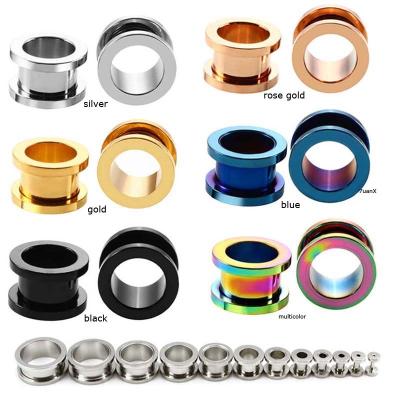 China Stainless Steel Punk Ear Tunnels Pulley Shape Ear Measurements Screw Back 1.6-20mm for sale