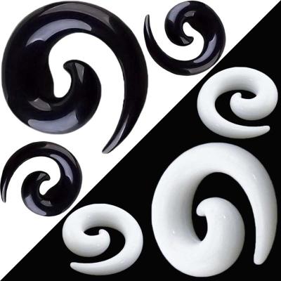 China Hiphop Black / White Acrylic Ear Spiral Earring Gauges Taper Stretcher 1.6-20mm for sale