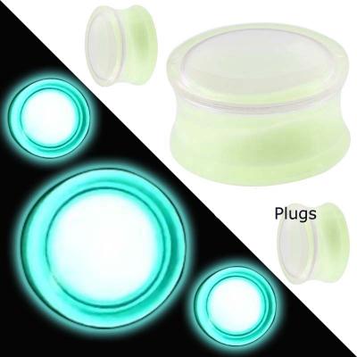 China Vintage 8-25mm Plugs Transparent Acrylic Earrings Double Flare Glow In The Dark for sale