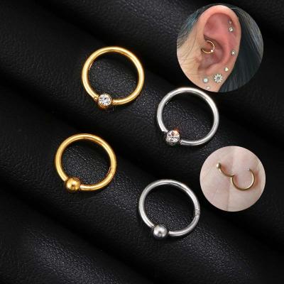 China FASHIONABLE Earring Hikaw Pearl Ring Hoop Earrings Stainless Steel Rook Captive Helix Piercing 16gauge Unisex for sale