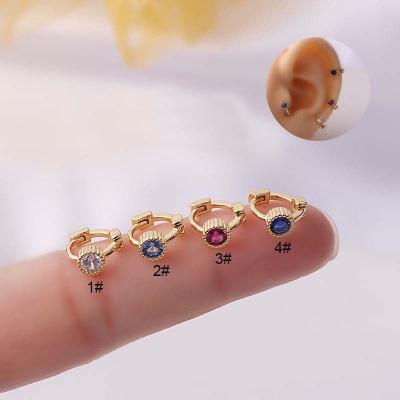 China TRENDY 5mm Circle Helix Tragus Con Cartilage Piercing Earrings Copper With Zircon for sale