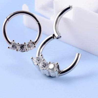 China FASHIONABLE G23 Titanium Nose Hoop Rings Clicker Hinged Segment Helix Body Piercing Jewelry for sale