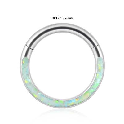 China CLASSIC Nose Circle Piercing 16Gauge Helix Tragus Rook Earrings G23 Titanium With Opal for sale