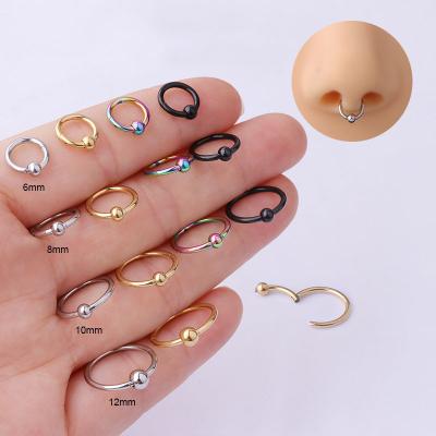 China CLASSIC Captive Bead Ring Clicker Stainless Steel Ear Tragus Helix Scam Cool Piercing Circle Nose Ring Body Jewelry for sale