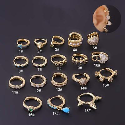 China TRENDY copper circle lobe helix piercing earrings with Zircon 8-10mm 2022 new for sale