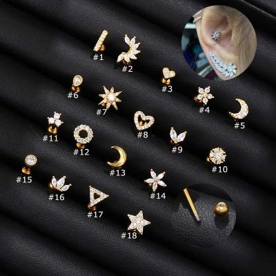 China FASHIONABLE Helix Shape Moon Heart Hikaw Earring Lobe Stud Cartilage Tragus Upper Earring for sale