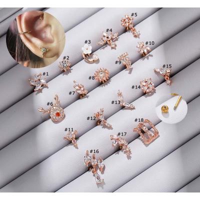 China FASHIONABLE Earring Hikaw 20Gauge Lobe Helix Top Rook Piercing Stainless Steel With Zircon Stud Earrings for sale