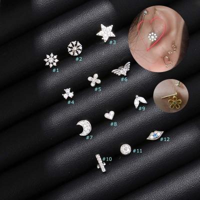 China TRENDY 16Gauge Lip Stud Helix Piercing Flower Shape Cartilage Tragus Earrings for sale