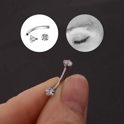 China FASHIONABLE Curved Eyebrow Ring Helix Rook Daith Tragus Barbell 16G Stainless Steel Piercing 8mm Length Wire Internally for sale