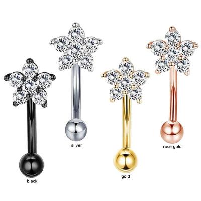 China TRENDY Flower 16gauge Curved Barbell Helix Eyebrow Piercing Body Jewelry for sale