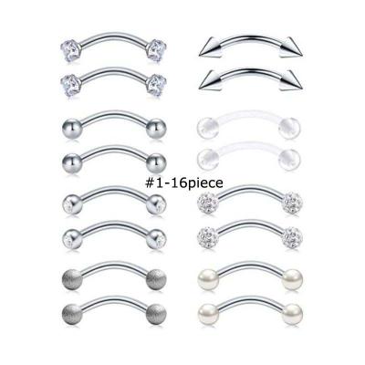 China Wholesale FASHIONABLE 16Gauge Curved Barbell Eyebrow Piercing Stainless Steel for sale