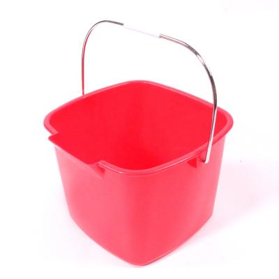 China Red Square Bucket Sustainable Small Plastic Cleaning Bucket With Handle for sale