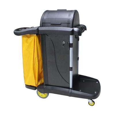 China High Security Hotel Service Cart Hotel Room Cleaning Service Trolley Plastic Doorman Cart Restaurant Housekeeping Cleaning Trolley for sale