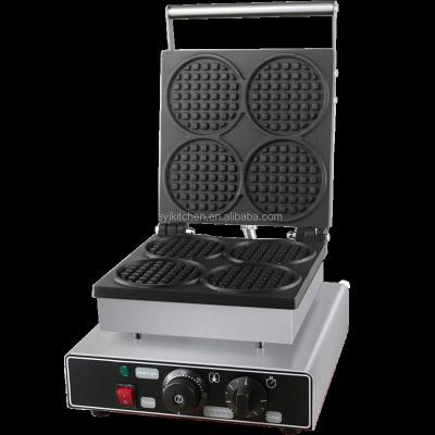 China Commercial Egg Waffle Maker Flat Head Maker Waffle Making Machine with 1 Plate 4 Sections for sale