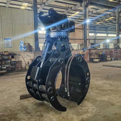 China Excavator Hydraulic Rotating Grapple , Log grapple and hydraulic grapple rotator with wood grab excavator zu verkaufen