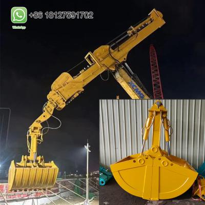 China Excavator Telescopic Arm With Clamshell Bucket 0.3cbm For Loading Bulk Cargoes zu verkaufen