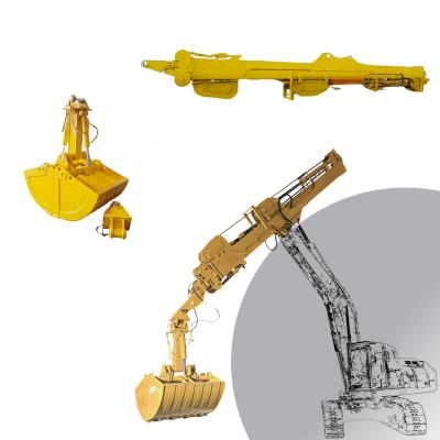 China Long Reach Boom Clamshell Telescopic Arm Telescopic Boom Arm With Clamshell Bucket Super Large Excavator Arm for sale