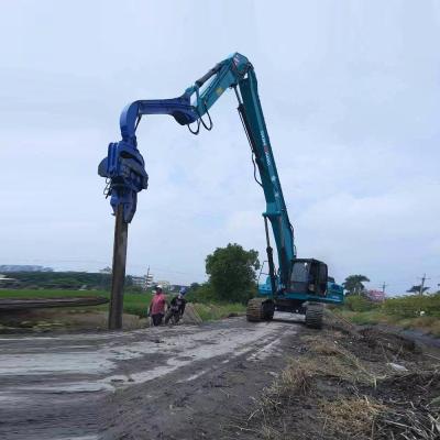 China Q355B Material Excavator Vibro Hammer For Pile Driving CE Approval Pile driving long boom arm with vibro for sale