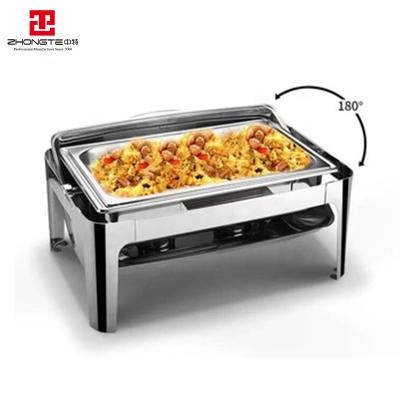 China Stainless Steel Buffet 201 9L Hotel Wedding Food Serving Dish Chafing Dish Rectangular Food Warmer for sale