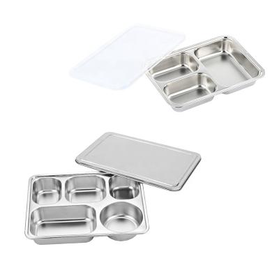 China Freshness Preservation Stainless Steel Container Food Compartments Lunch Box Fast Food Dish Fast Food Dishes for sale