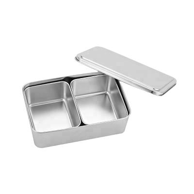 China Sustainable High Quality Stainless Steel Condiment Container Compartment Seasoning Spice Box With Cover Lid for sale