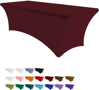 China 4ft/6ft/8ft Waterproof Solid Colored Rectangular Spandex Table Cover Stretch Tischdecke for sale