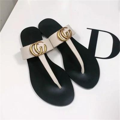 China Original New Fashion Trend Designer Flat Flip Flops Leather Slippers Sandal Slide Slippers for sale