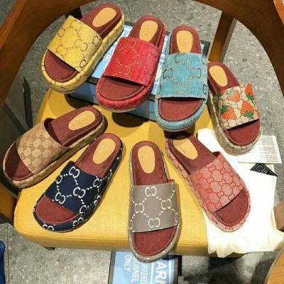 China Double G Fashion Luxury Platform Ladies Slippers Thick Single Stepping Sandal For Women for sale