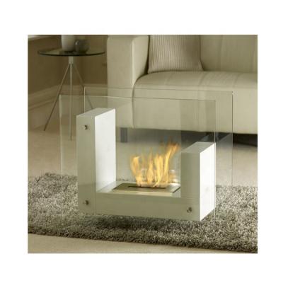 China Modern Indoor Free Standing Double Side Glass Inserted Ethanol Burner Bio Fireplace for sale