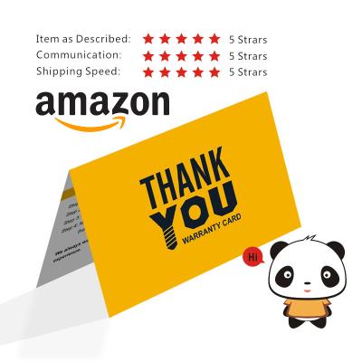 China Customized Arto (Amazon) Gets 5 Star Reviews Affordable Products Insert Amazon PVC Thank You Card Custom Printing Card for sale