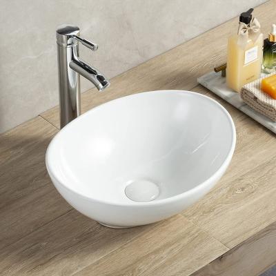 China Easy Clean Wash Basin Countertop White Vessel Bathroom Sinks Porcelain for sale