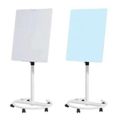 China Tempered Glass Desktop Bulletin Board Design Magnetic Whiteboard Stand with Wheels for sale