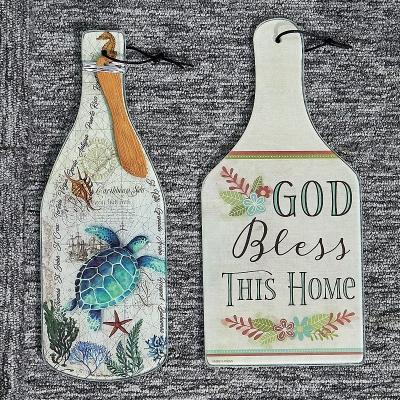 China Viable Custom Bottle Shape Tempered Glass Vegetable And Fruit Cutting Board for sale