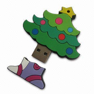 中国 昇進のギフトとしてクリスマス ツリー ポリ塩化ビニール USB のデバイス・ドライバ USB のフラッシュ ディスク 販売のため