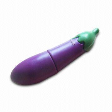 China Customized Eggplant PVC USB Flash Drive With Different Capacity for sale