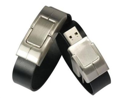 China Brown Leather Wristband USB Drive , 1GB - 64GB USB Memory Stick for sale