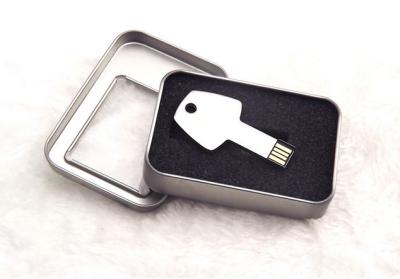 China Silver Metal Key Shape USB Flash Drive With Real Capacity for sale