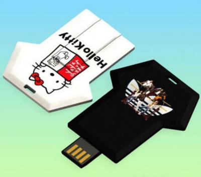 China Black / White Shirt Shape Card USB Flash Drive With Logo Printing Service for sale