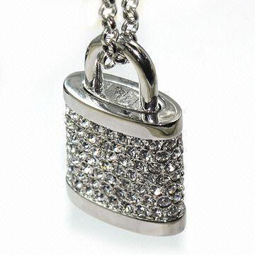 China Lock Shape Metal & Crystal Jewelry USB Flash Drive 2.0 4GB 8GB for sale