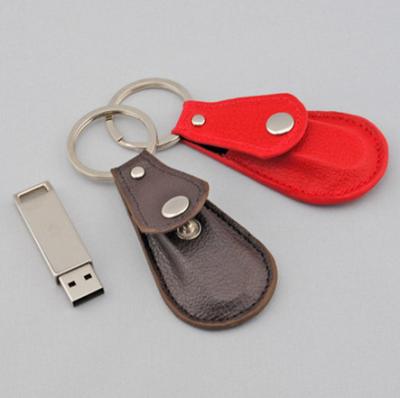 China High Speed 4GB 8GB Leather USB Flash Drive Black With Key Chain for sale